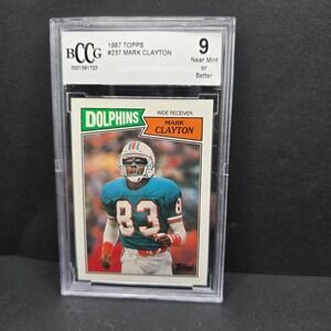 Topps Mark Clayton Trading Card 1987 #237 BCCG 9 Graded Dolphins